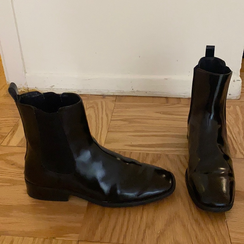 Jeffrey Campbell Black Patent Leather Booties 8